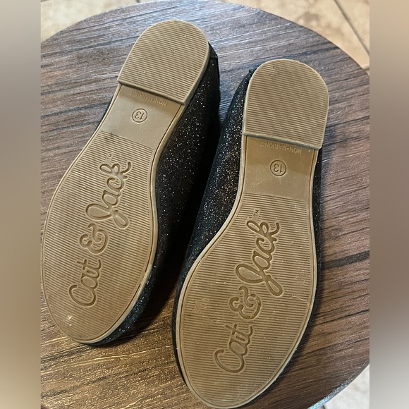 Cat & Jack Girls black glitter slip on flat, size 13 - Picture 4 of 4